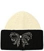 Kurt Geiger London Belgravia Bow Colorblock Beanie, Color:Black Bone - Image 1