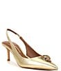 Color:Gold - Image 1 - Belgravia Leather Slingback Drench Pumps