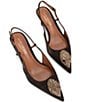Kurt Geiger London Belsize 40 Crocodile Embossed Satin Eagle Ornament Slingback Pumps - Image 2
