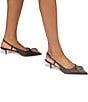 Kurt Geiger London Belsize 40 Crocodile Embossed Satin Eagle Ornament Slingback Pumps - Image 6