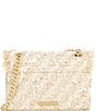 Color:Champagne - Image 2 - Champagne Tweed Mini Kensington Crossbody Bag