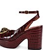 Kurt Geiger London Chelsea Crocodile Embossed Leather Ankle Strap Platform Pumps - Image 2