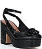 Kurt Geiger London Chelsea Crocodile Embossed Leather Closed Ankle Strap Platform Pumps - Image 1