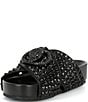 Kurt Geiger London Chelsea Microsuede Shimmer Cross Strap Crystal Stud Slides