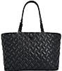Color:Black - Image 1 - Drench Quilted Leather Shopper Tote Bag