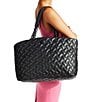 Color:Black - Image 5 - Drench Quilted Leather Shopper Tote Bag