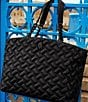 Color:Black - Image 6 - Drench Quilted Leather Shopper Tote Bag