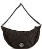 Color:Black - Image 2 - Drenched Recycled Nylon Moon Crossbody Bag