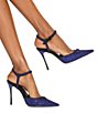 Kurt Geiger London Eagle Crystal Embellished Logo Ornament Pointed Toe Ankle Strap Pumps - Image 5