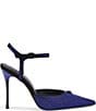 Kurt Geiger London Eagle Crystal Embellished Logo Ornament Pointed Toe Ankle Strap Pumps - Image 1