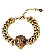 Color:Antique Gold - Image 1 - Eagle Curb Chain Link Line Bracelet