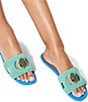 Kurt Geiger London Eagle Cut Out Leather and Suede Slide Sandals - Image 5