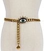 Color:Antique Brass - Image 1 - Crystal Embellished Evil Eye Chain Belt
