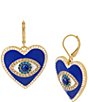 Color:Blue - Image 1 - Evil Eye Heart Drop Earrings