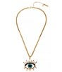 Color:Teal - Image 1 - Evil Eye Rhinestone Embellished Pendant Necklace