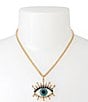 Color:Teal - Image 2 - Evil Eye Rhinestone Embellished Pendant Necklace