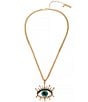 Kurt Geiger London Evil Eye Rhinestone Embellished Statement Pendant Necklace, Color:Teal - Image 2