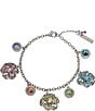 Color:Multi - Image 1 - Flower Charm Multi Stone Line Bracelet