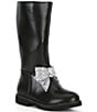 Color:Black - Image 1 - Girls' Kensington Leather Rhinestone Bow Boots (Toddler)