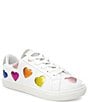 Color:White - Image 1 - Girls' Lane Love Heart Detail Leather Lace-Up Sneakers (Toddler)