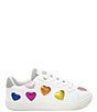 Color:White - Image 2 - Girls' Lane Love Heart Detail Leather Lace-Up Sneakers (Toddler)