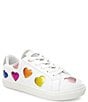Color:White - Image 1 - Girls' Lane Love Metallic Detail Leather Lace-Up Sneakers (Youth)
