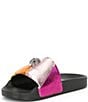 Color:Black Multi - Image 4 - Girls' Meena Metallic Rainbow Striped Eagle Slides (Youth)