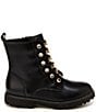 Color:Black - Image 2 - Girls' Mini Bax Leather Chain Rhinestone Combat Boots (Youth)