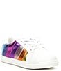 Color:White - Image 1 - Girls' Mini Lane Metallic Rainbow Stripe Sneakers (Toddler)