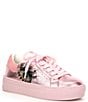 Color:Pink - Image 1 - Girls' Mini Laney Eye Embellished Metallic Leather Sneakers (Youth)