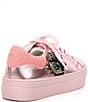 Color:Pink - Image 2 - Girls' Mini Laney Eye Embellished Metallic Leather Sneakers (Youth)