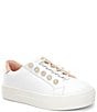 Color:White - Image 1 - Girls' Mini Liviah Rhinestone Applique Leather Sneakers (Youth)