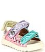 Color:Ivory Pastel Rainbow - Image 1 - Girls' Mini Orson Quilted Leather Sandals (Toddler)