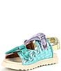 Color:Ivory Pastel Rainbow - Image 4 - Girls' Mini Orson Quilted Metallic Leather Sandals (Youth)