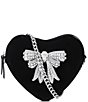 Color:black/white - Image 1 - Kensington Bow Glitter Heart Crossbody Bag