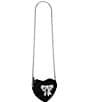 Color:black/white - Image 2 - Kensington Bow Glitter Heart Crossbody Bag