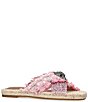 Color:Pink Combo - Image 1 - Kensington Cross Strap Tweed and Raffia Espadrille Sandals