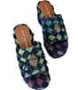 Color:Blue - Image 2 - Kensington Denim Checkered Slip On Wedge Mule Sandals