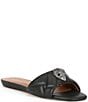 Color:Black - Image 1 - Kensington Quilted Flat Leather Sandals