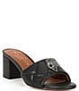 Color:Charcoal - Image 1 - Kensington Quilted Leather Block Heel Mule Slides