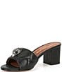 Color:Charcoal - Image 4 - Kensington Quilted Leather Block Heel Mule Slides