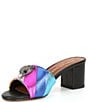 Color:Multi - Image 4 - Kensington Metallic Leather Block Heel Mule Sandals