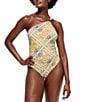 Color:Open White - Image 1 - Kensington One Shoulder Printed One Piece Swimsuit