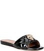 Color:Black - Image 1 - Kensington Quilted Patent Leather Eagle Head Sandals
