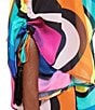 Color:Charcoal Multi - Image 3 - Kensington Printed V-Neck Flutter Sleeve Blouson Bodice Tunic Swim Cover-Up