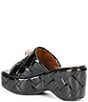 Color:Black - Image 3 - Kensington Patent Leather Quilted Eagle Head Platform Wedge Sandals