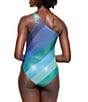 Color:Blue - Image 2 - Kensington Rainbow Blue Stripe One Shoulder One Piece Swimsuit