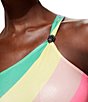 Color:Open Pink - Image 3 - Kensington Rainbow Stripe One Shoulder One Piece Swimsuit