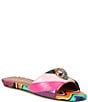 Color:Multi - Image 1 - Kensington Leather Rainbow Swirl Colorblock Flat Sandals