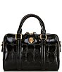 Kurt Geiger London Kensington Small Black Boston Croc Satchel Bag, Color:Black - Image 1